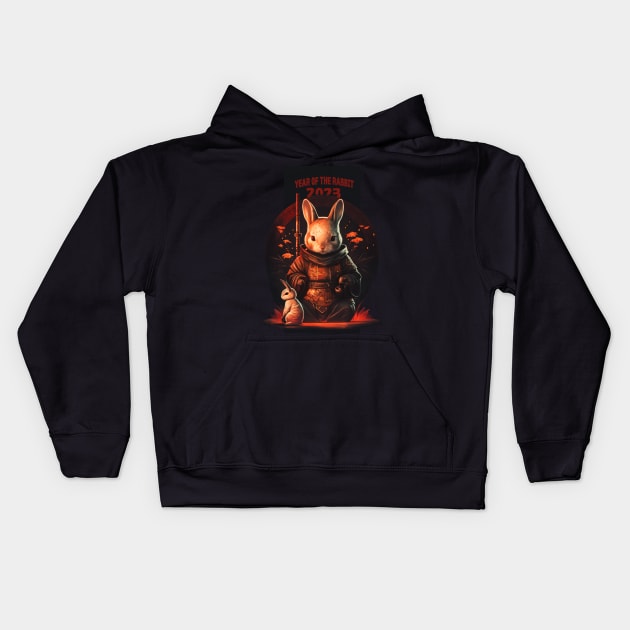 Year of the Rabbit 2023 - Chinese new year Kids Hoodie by Depressed Bunny